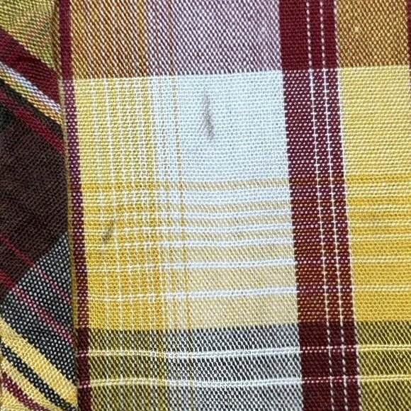 PrAna Shirt Mens Small Pearl Snap Plaid Short Sleeve Brown Yellow Maroon Casual - Picture 7 of 12